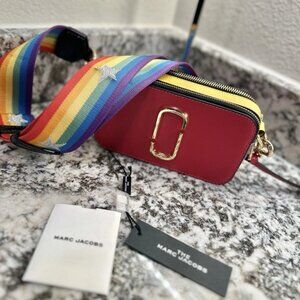 MARC JACOBS Snapshot Rainbow Strap Color Block Saffiano Leather Camera Bag